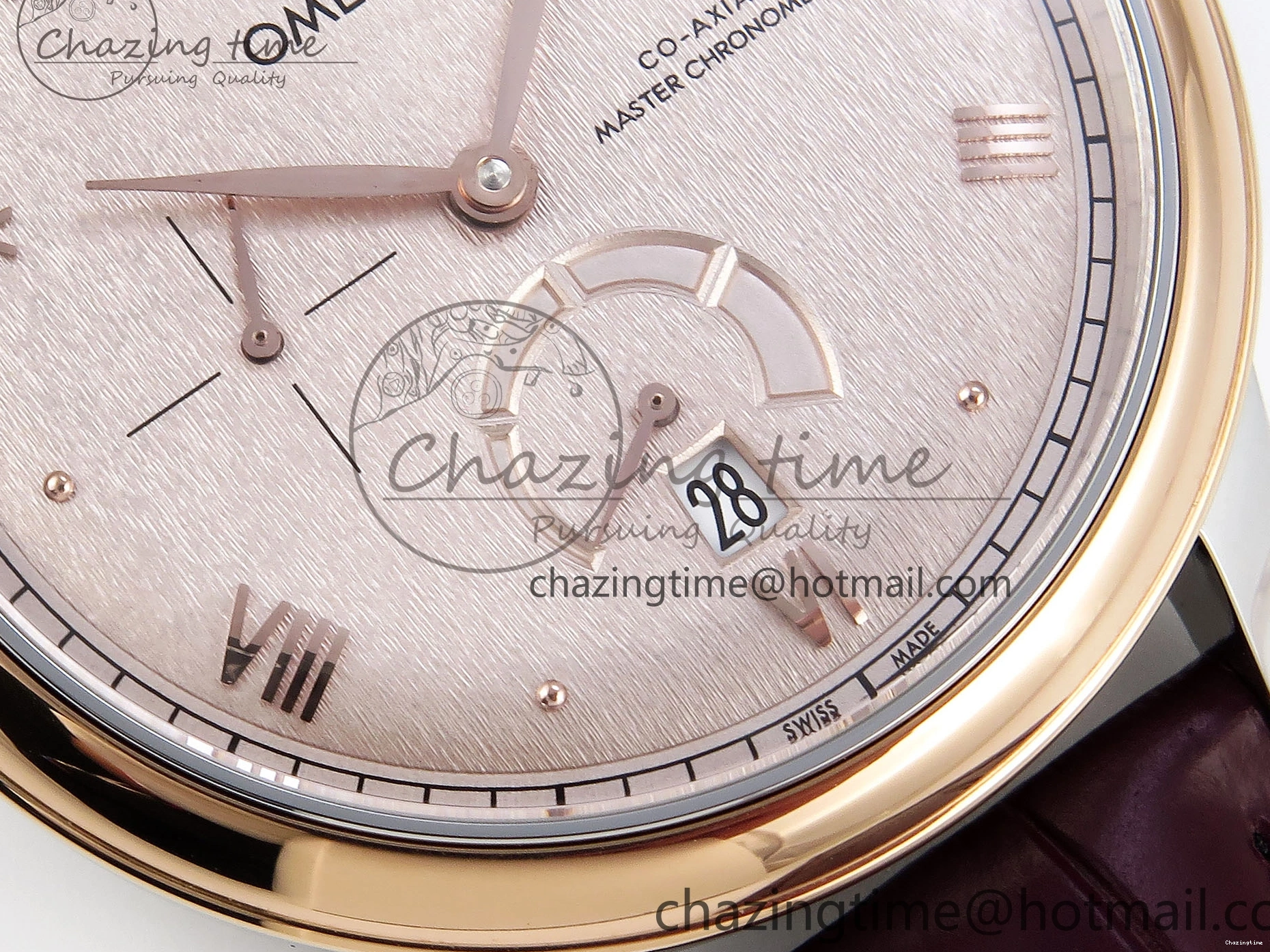 0416 QuickDry De Ville Date RG MKF 1:1 Best Edition Brown Textured Dial Diamonds Marker on Brown Leather Strap A 7747